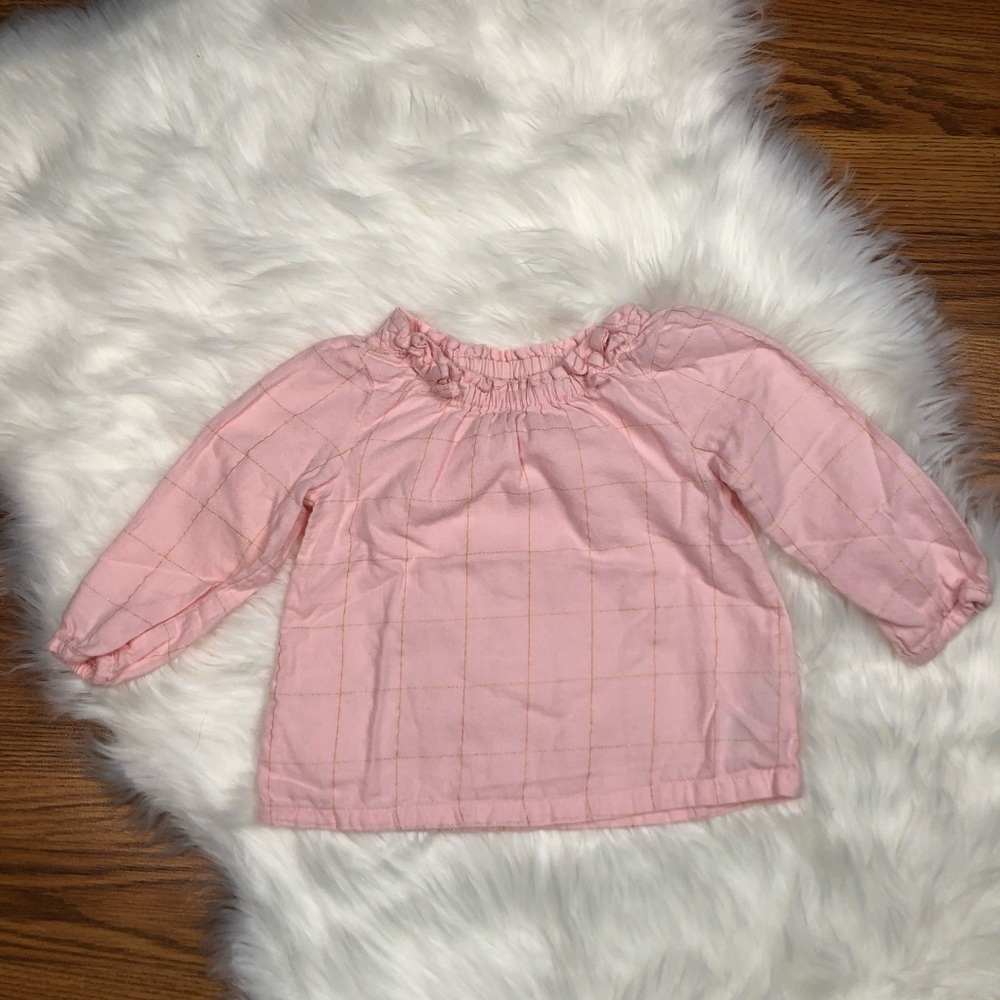Carter's Baby Girl Pink & Gold Striped Long Sleeve Blouse 12M